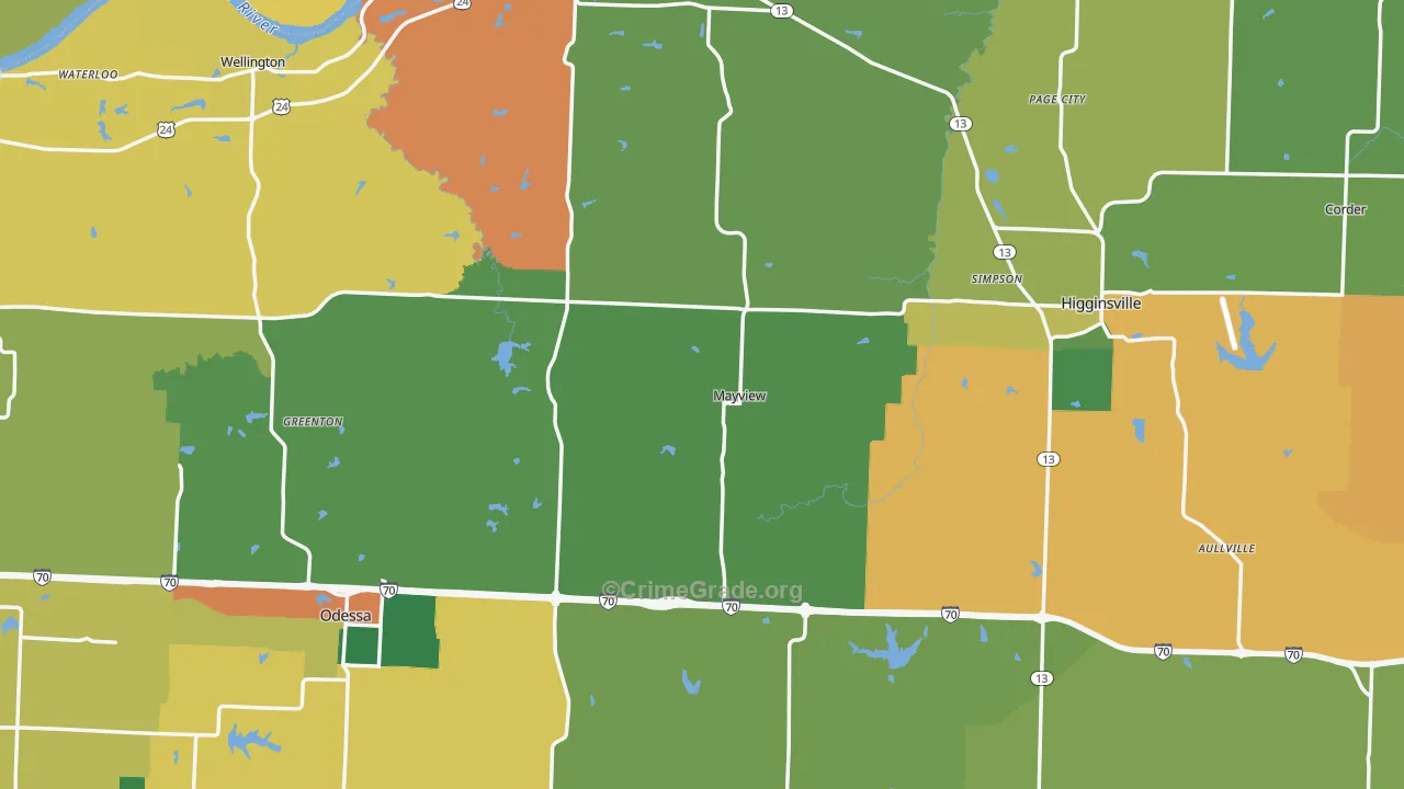Lafayette County, MO Map of Assault Rates