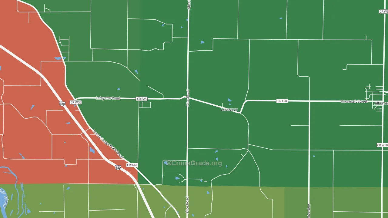 Lafayette, IA Map of Assault Rates