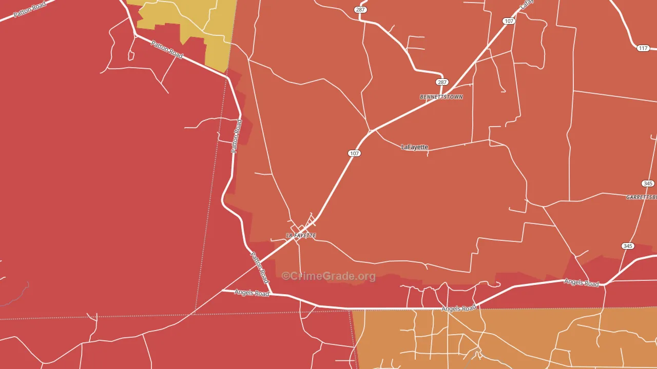 Lafayette, KY Map of Assault Rates