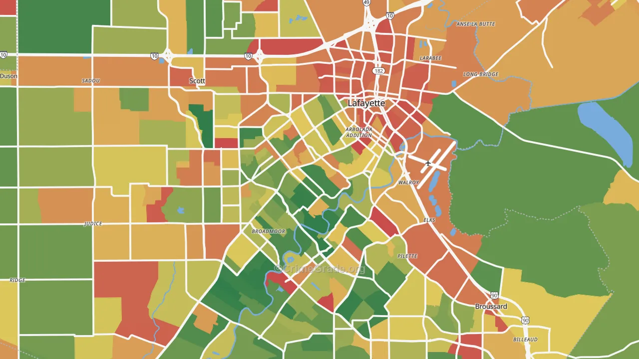 Lafayette, LA Map of Assault Rates
