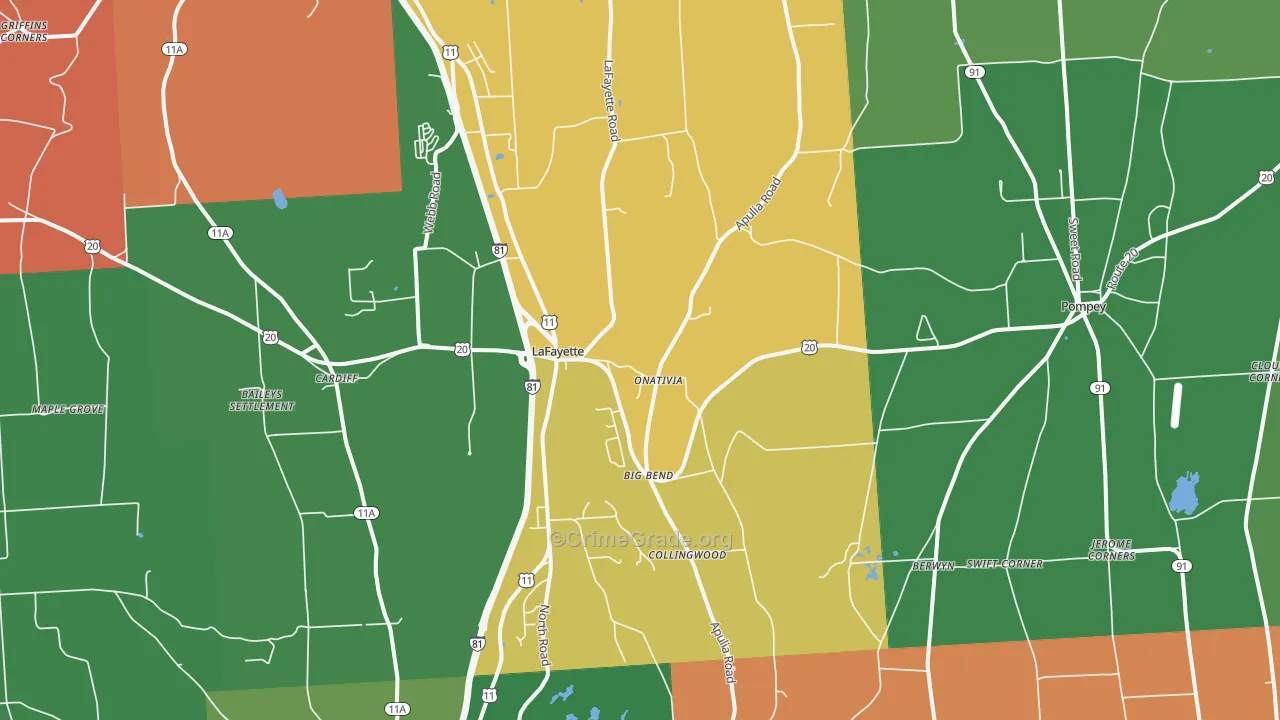 Lafayette, NY Map of Assault Rates