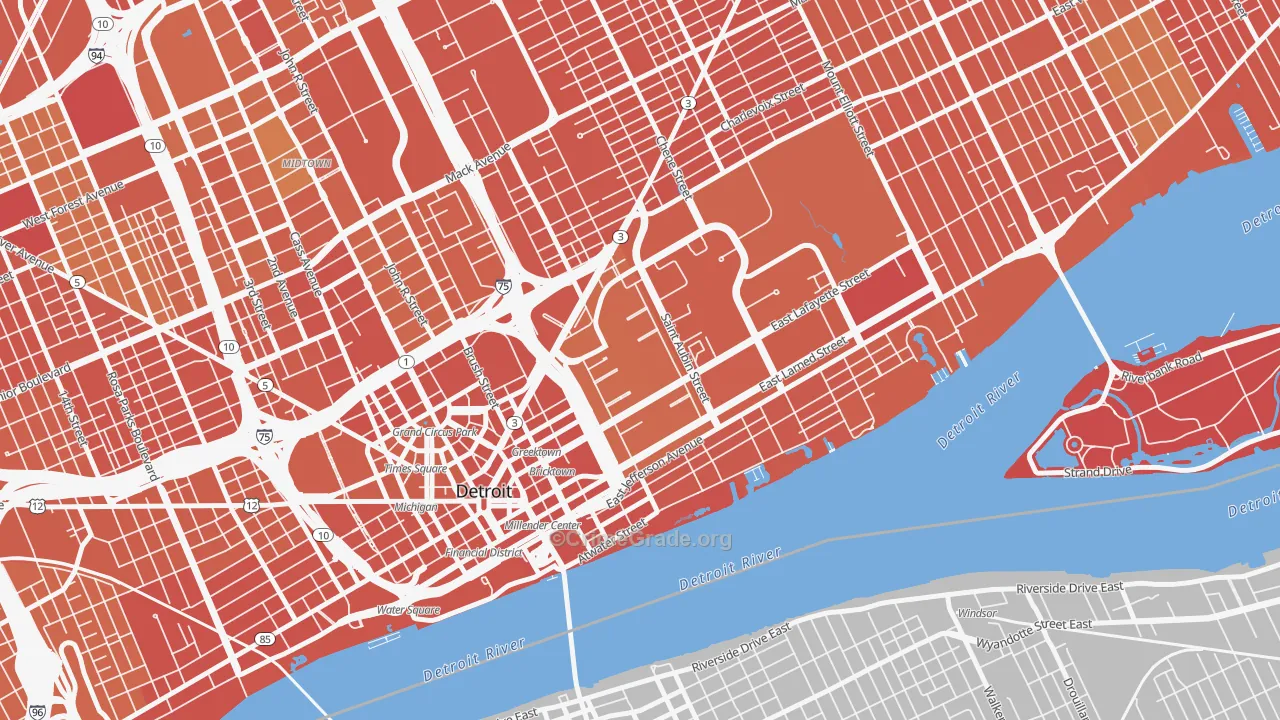 Lafayette Park, Detroit, MI Map of Assault Rates