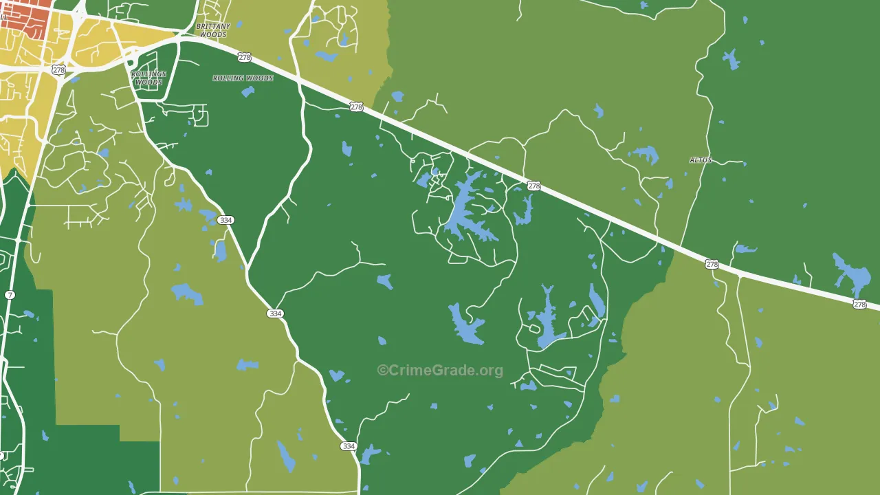 Lafayette Springs, MS Map of Assault Rates