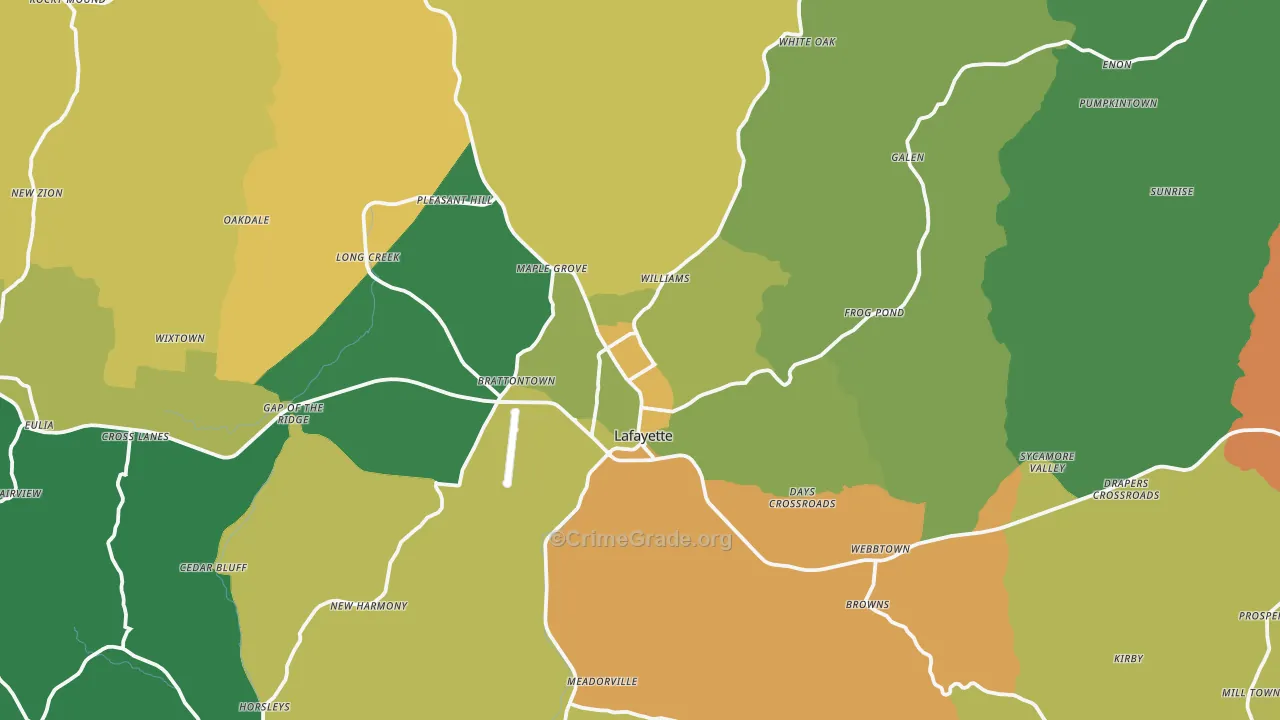 Lafayette, TN Map of Assault Rates