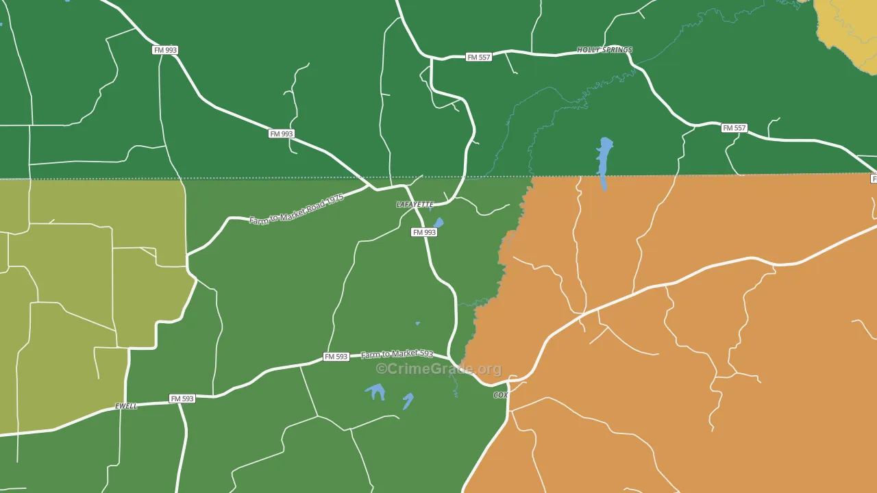 LaFayette, TX Map of Assault Rates