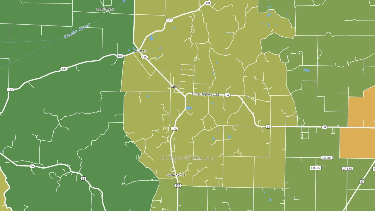 Lafe, AR Map of Assault Rates