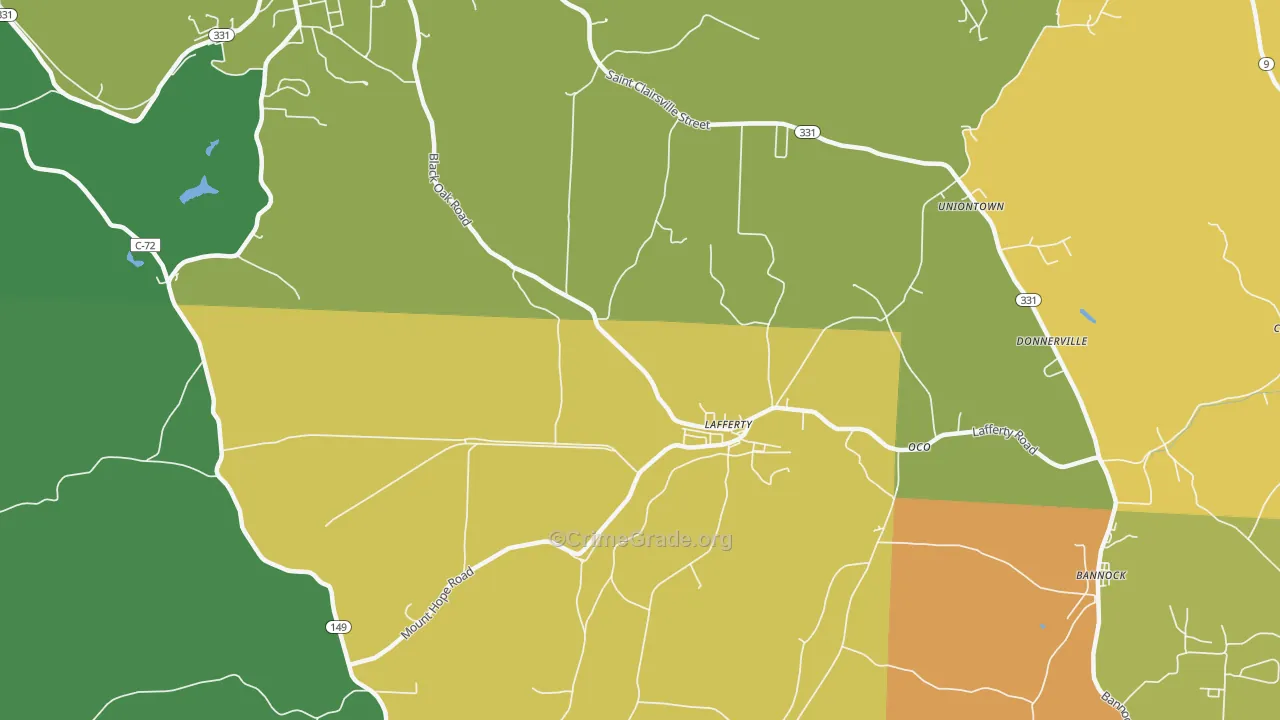 Lafferty, OH Map of Assault Rates