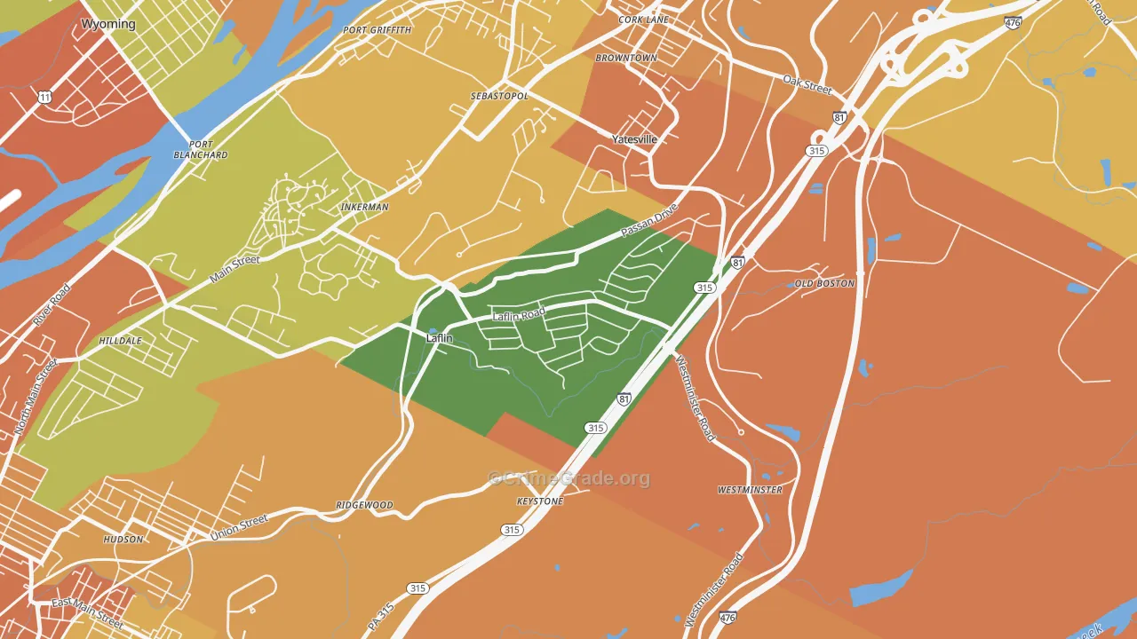 Laflin, PA Map of Assault Rates
