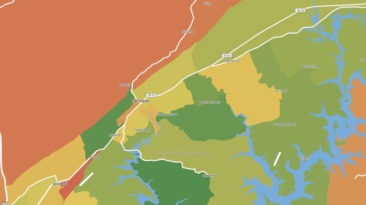 Lafollette, TN Map of Assault Rates