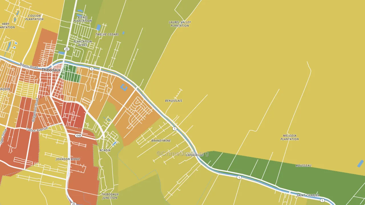 Lafourche, LA Map of Assault Rates