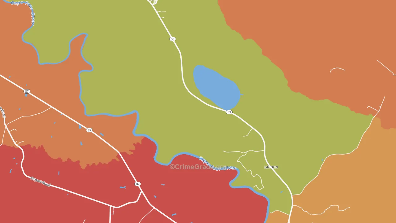 Lagoon, NC Map of Assault Rates