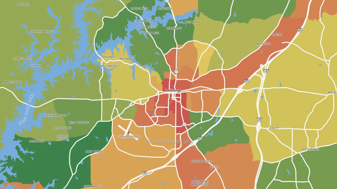 Lagrange, GA Map of Assault Rates