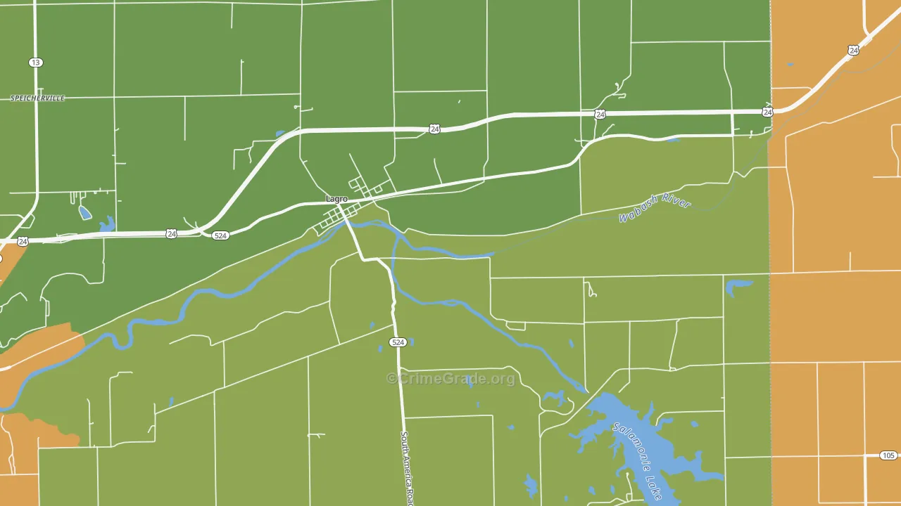 Lagro, IN Map of Assault Rates