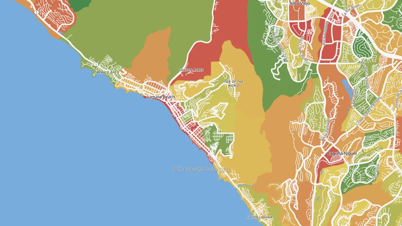 Laguna Beach, CA Map of Assault Rates