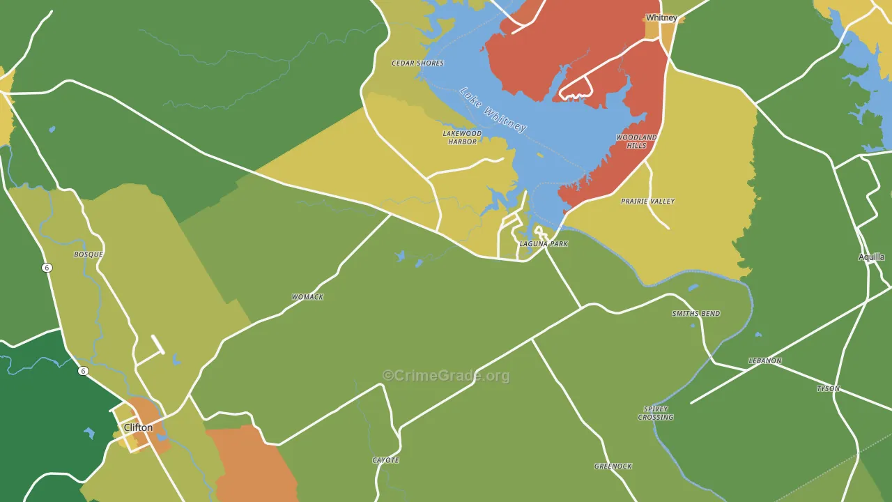 Laguna Park, TX Map of Assault Rates
