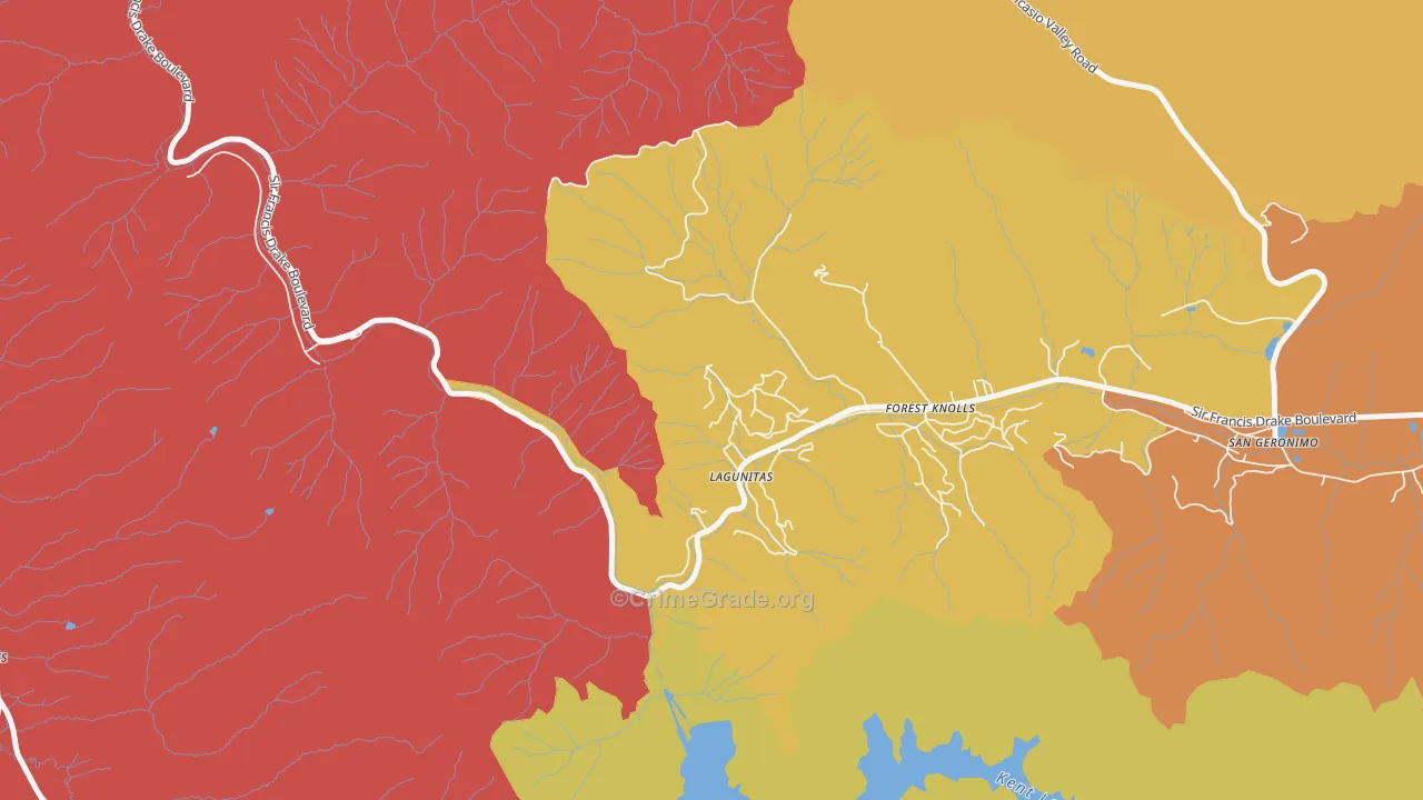 Lagunitas, CA Map of Assault Rates