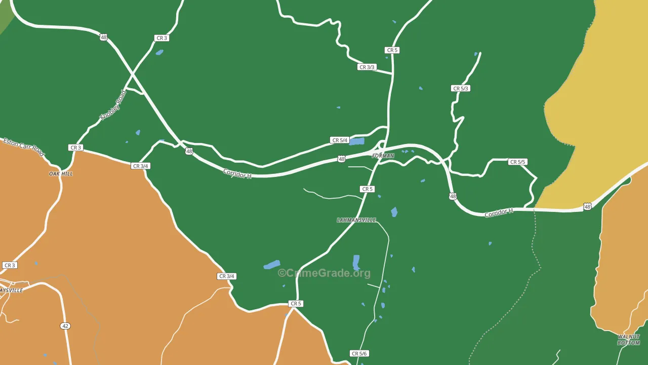 Lahmansville, WV Map of Assault Rates