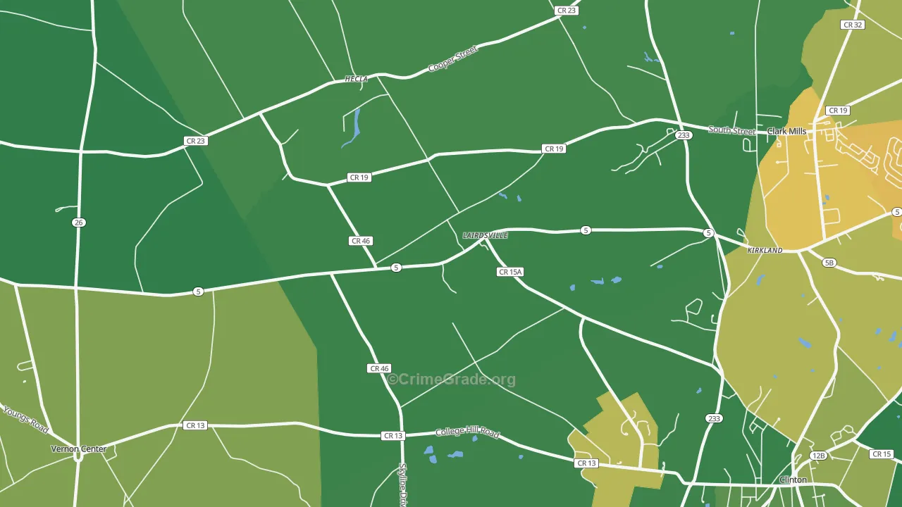 Lairdsville, NY Map of Assault Rates