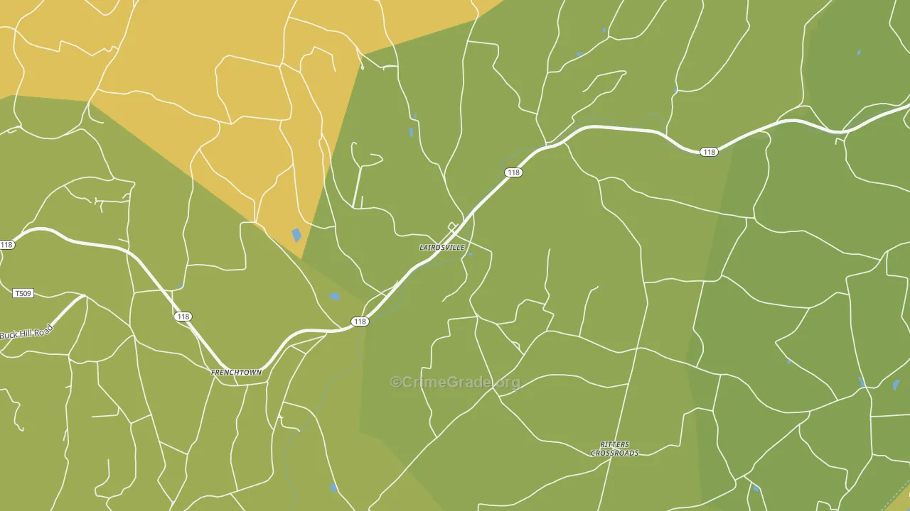 Lairdsville, PA Map of Assault Rates