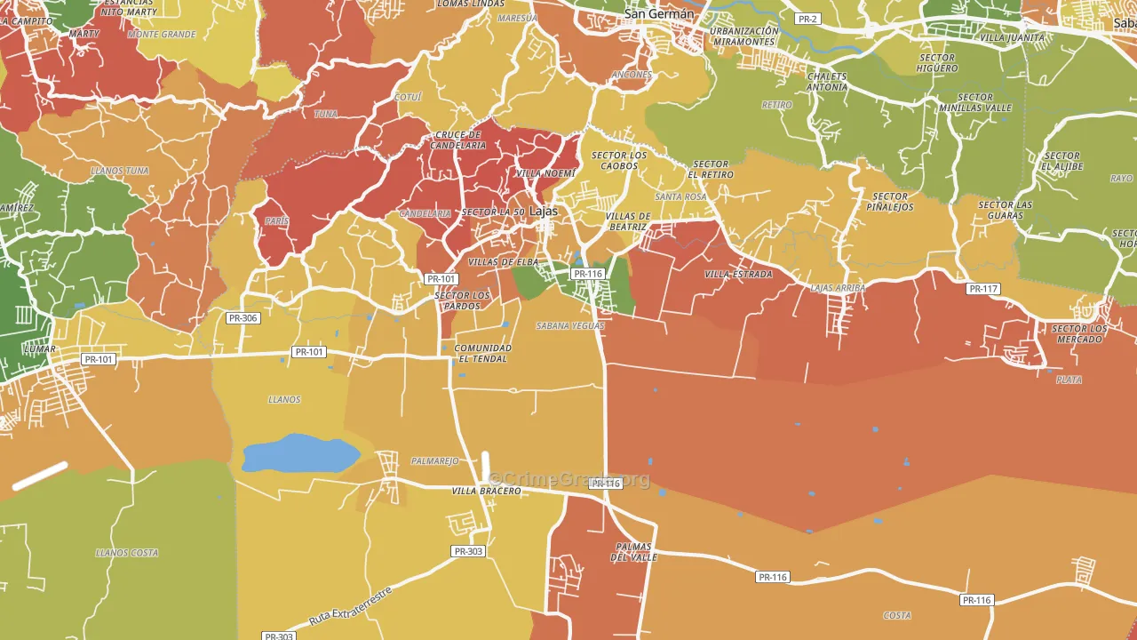 Lajas, PR Map of Assault Rates