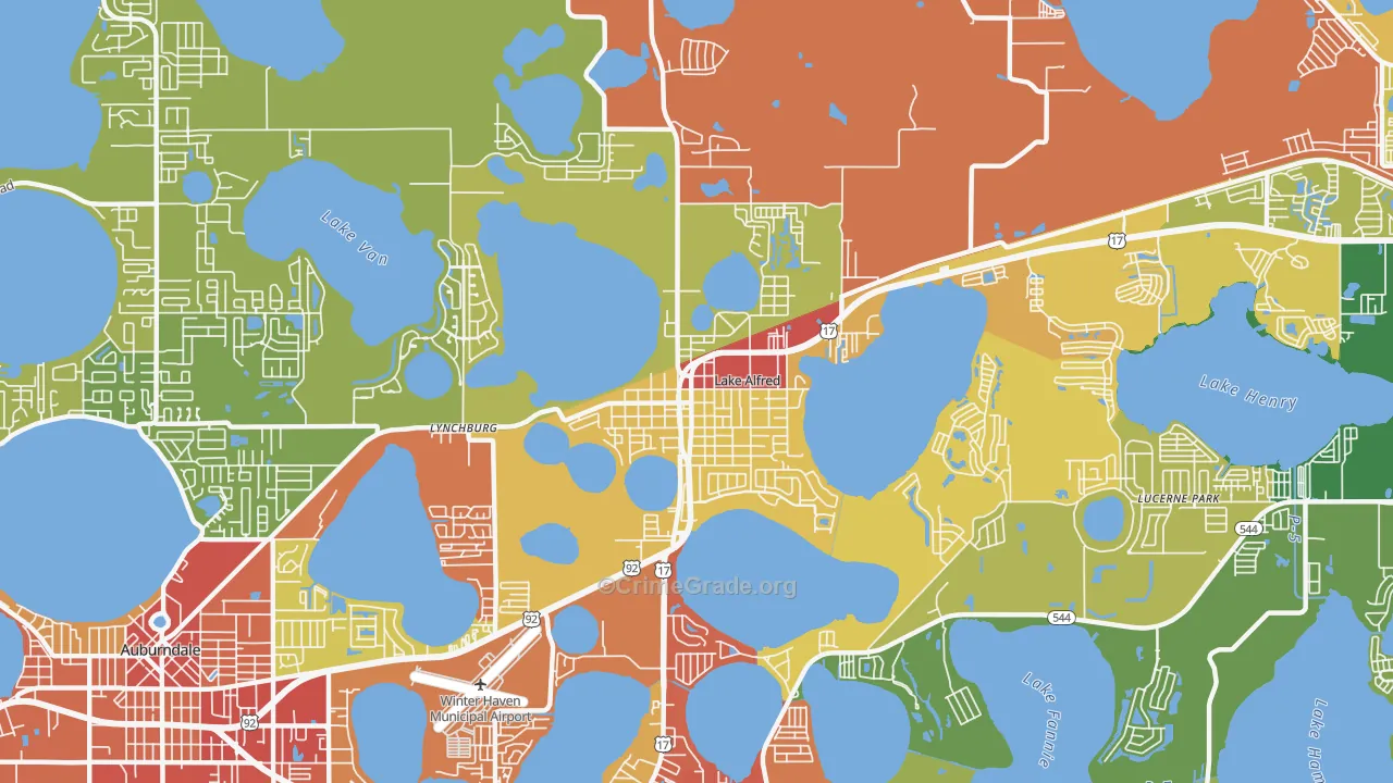 Lake Alfred, FL Map of Assault Rates