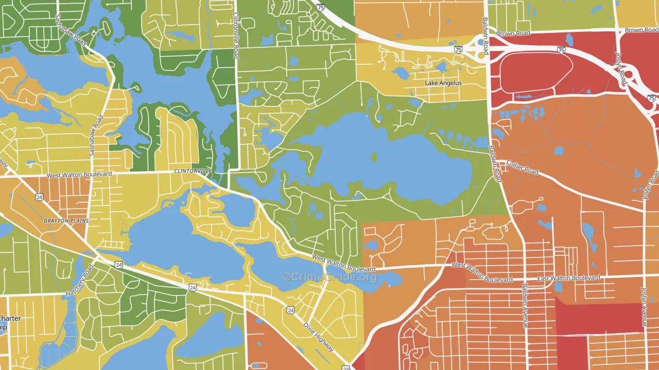 Lake Angelus, MI Map of Assault Rates
