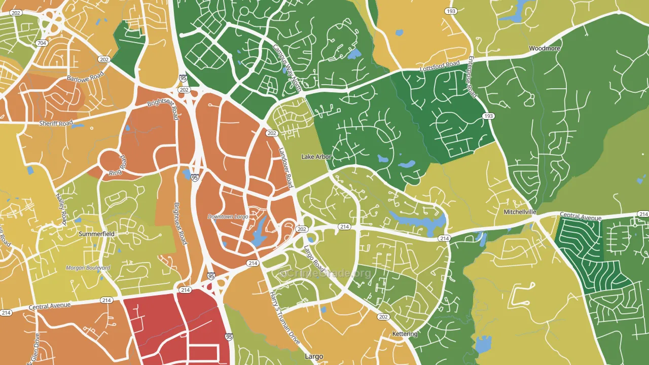 Lake Arbor, MD Map of Assault Rates