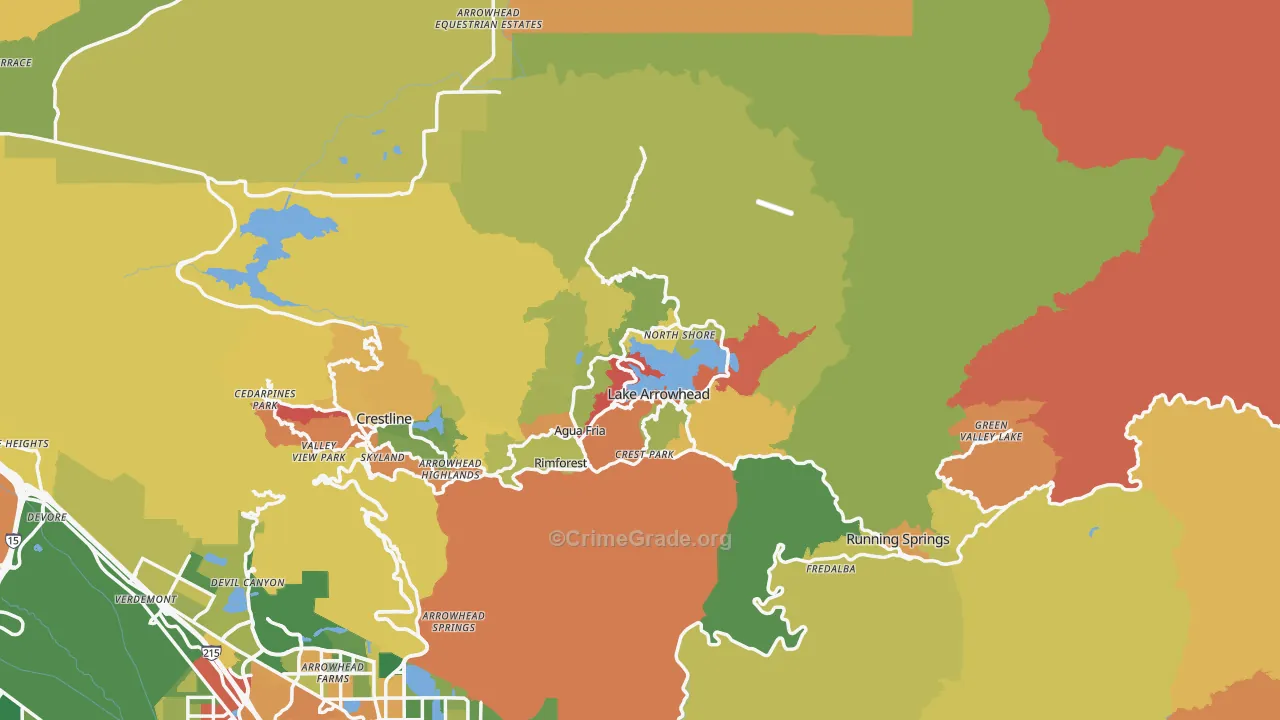 Lake Arrowhead, CA Map of Assault Rates