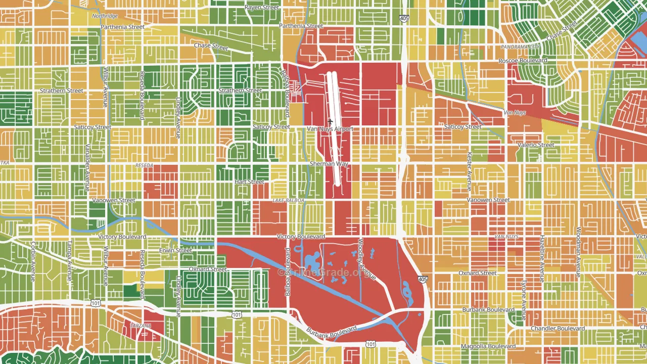 Lake Balboa, Van Nuys, CA Map of Assault Rates