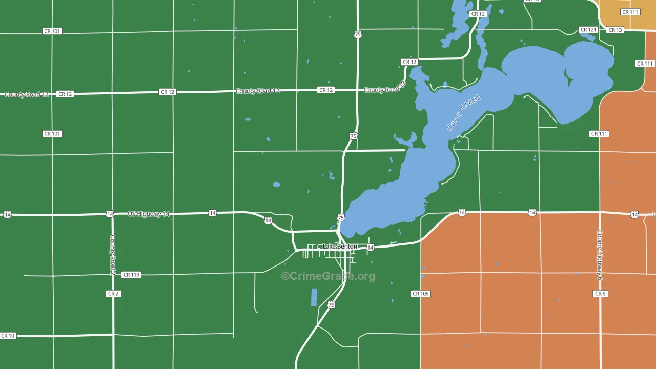 Lake Benton, MN Map of Assault Rates