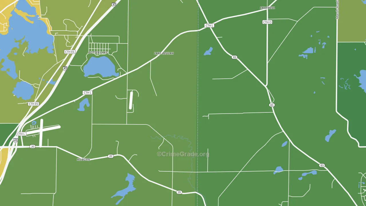 Lake Beulah, WI Map of Assault Rates