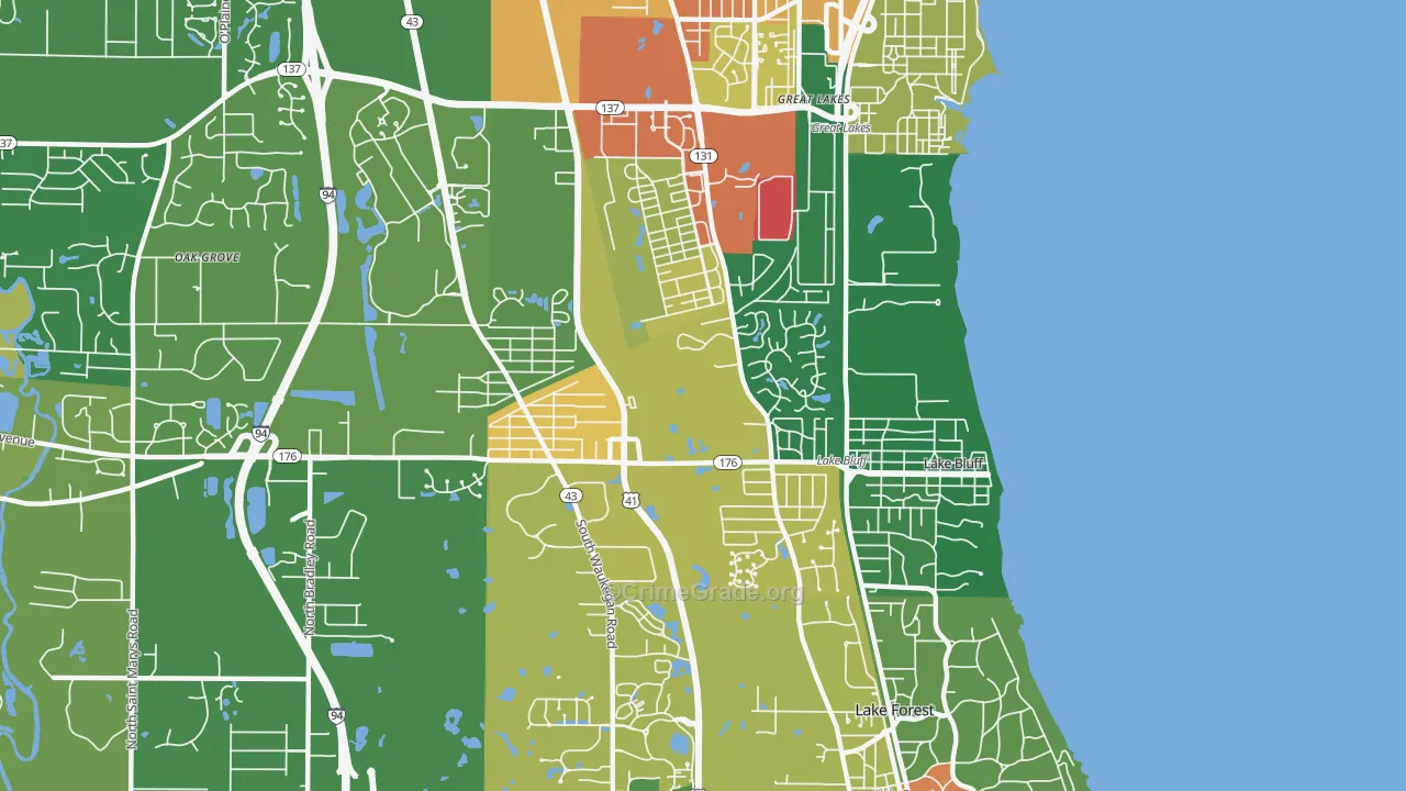 Lake Bluff, IL Map of Assault Rates