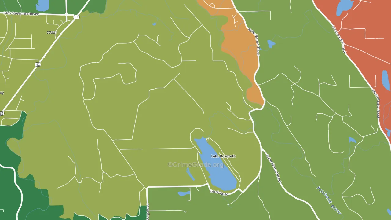 Lake Bosworth, WA Map of Assault Rates