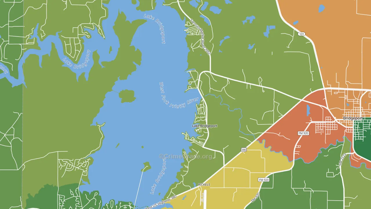 Lake Bridgeport, TX Map of Assault Rates