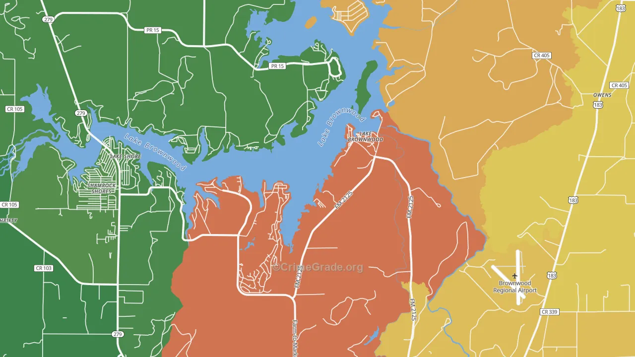 Lake Brownwood, TX Map of Assault Rates