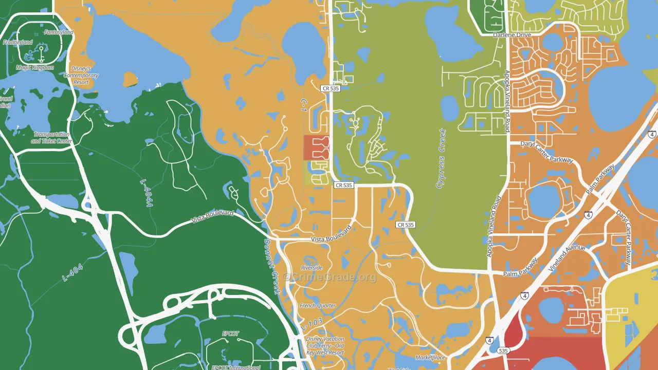 Lake Buena Vista, FL Map of Assault Rates