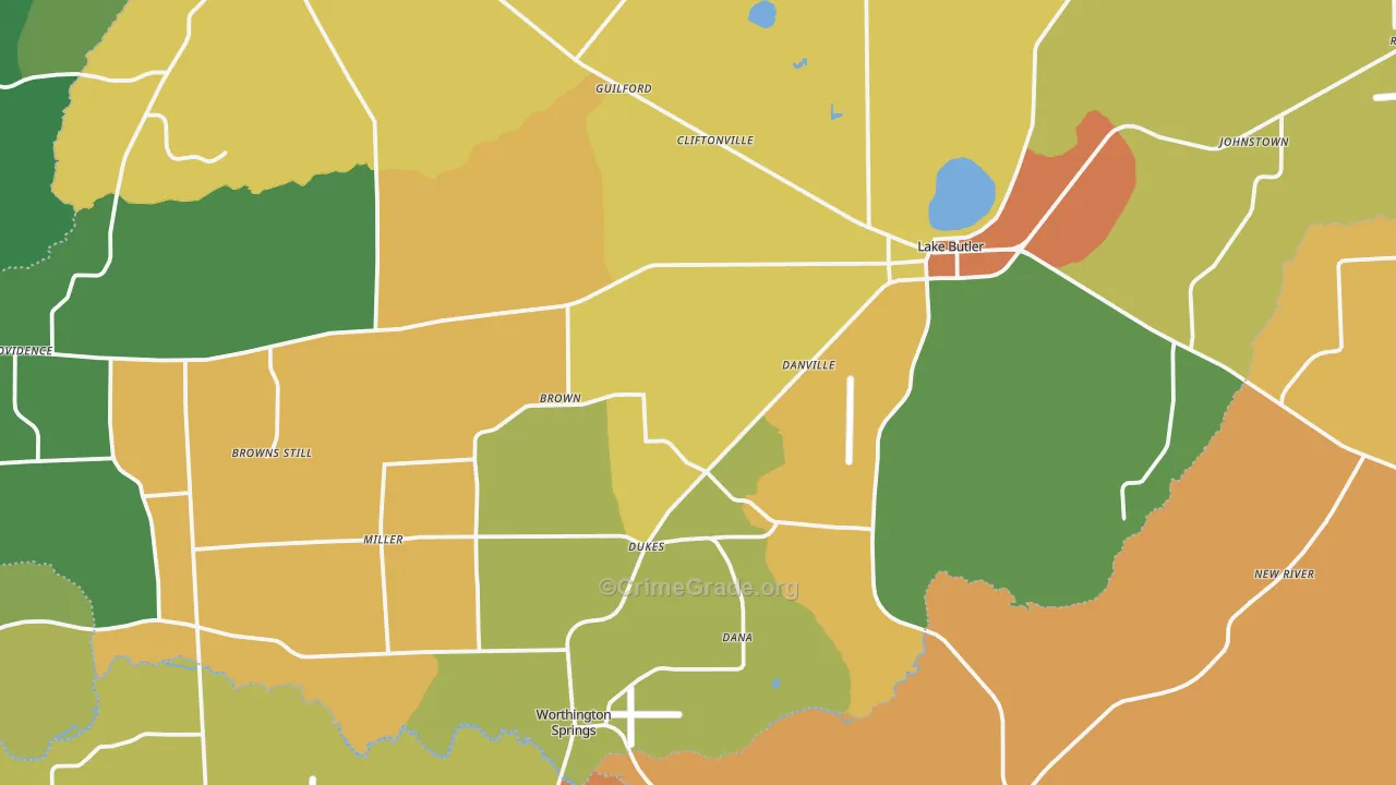 Lake Butler, FL Map of Assault Rates