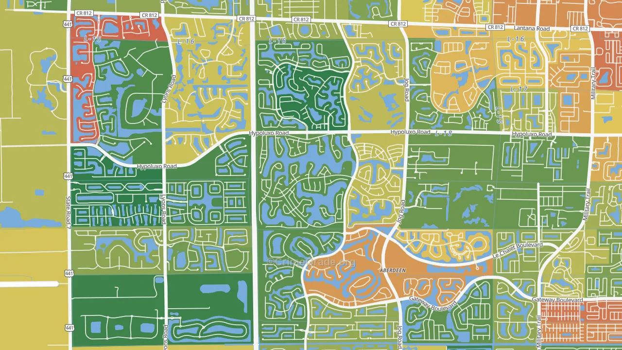 Lake Charleston, Lake Worth, FL Map of Assault Rates