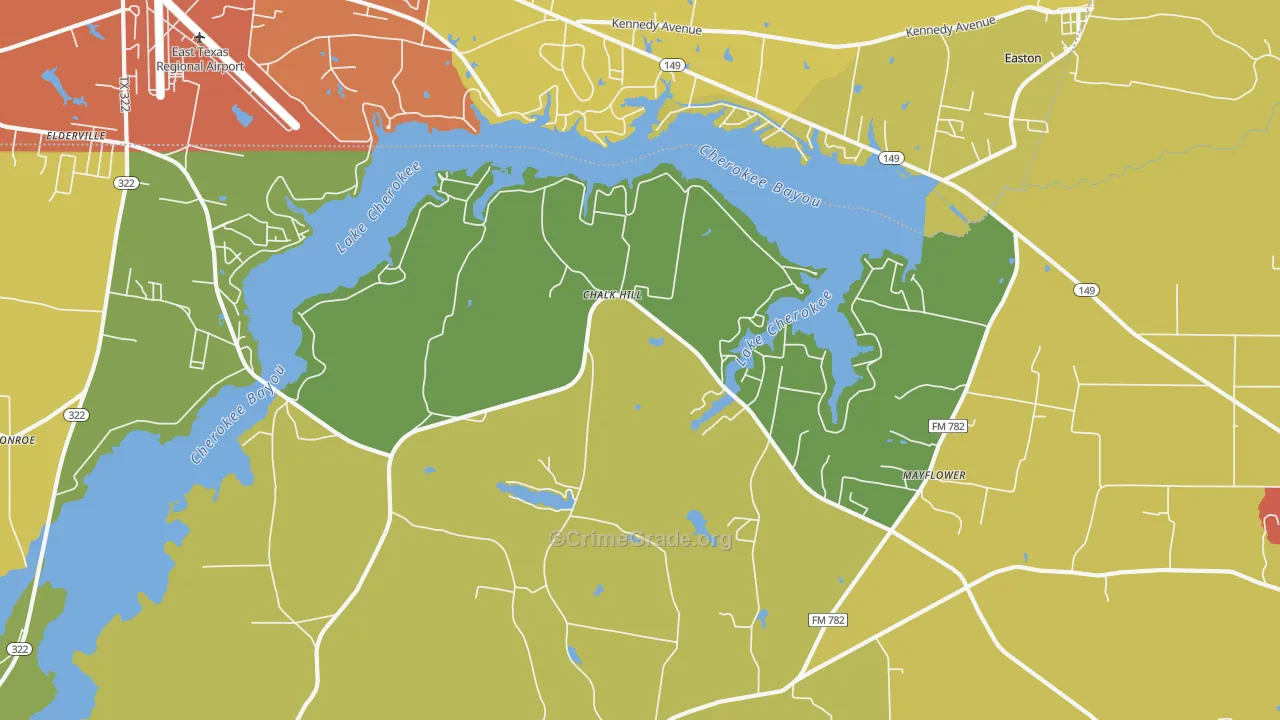 Lake Cherokee, TX Map of Assault Rates