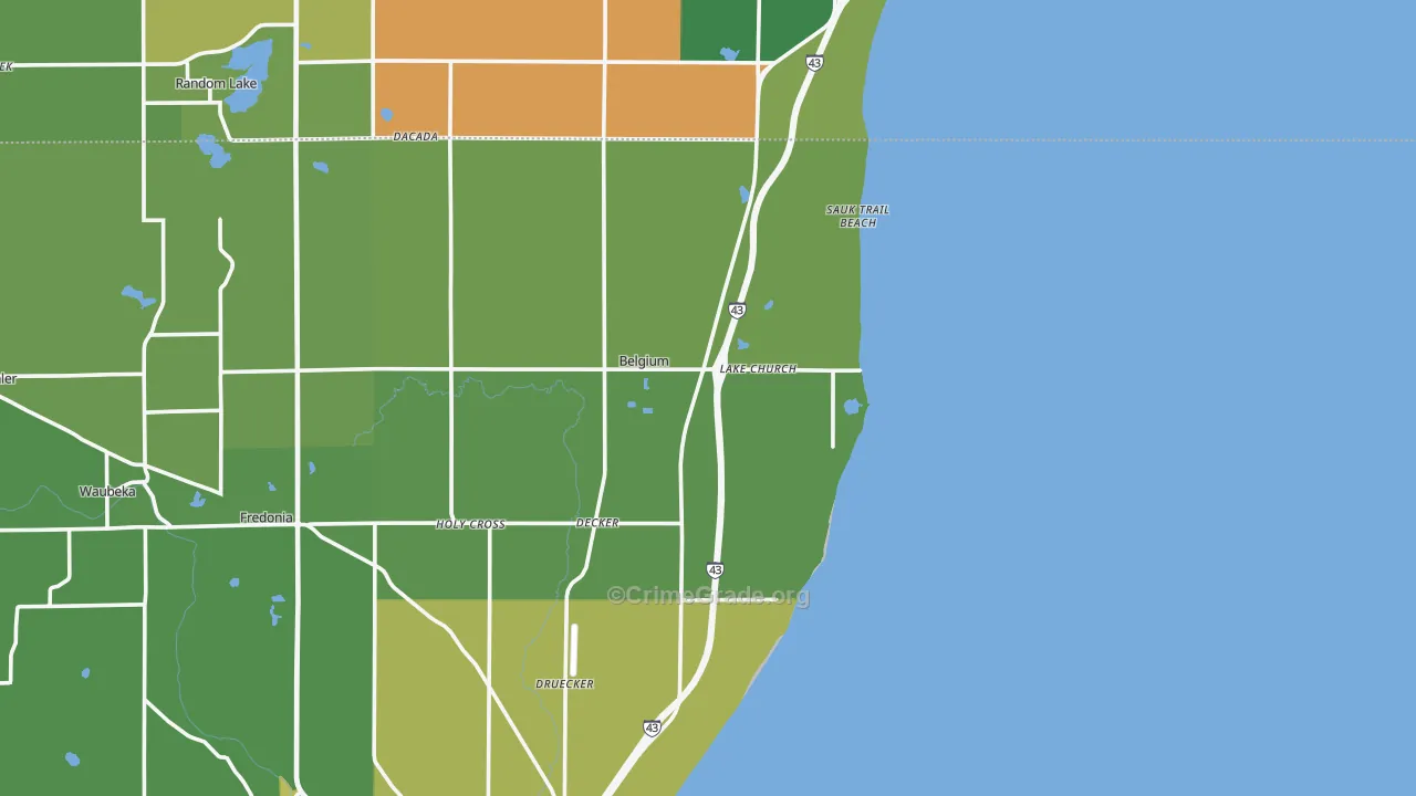 Lake Church, WI Map of Assault Rates
