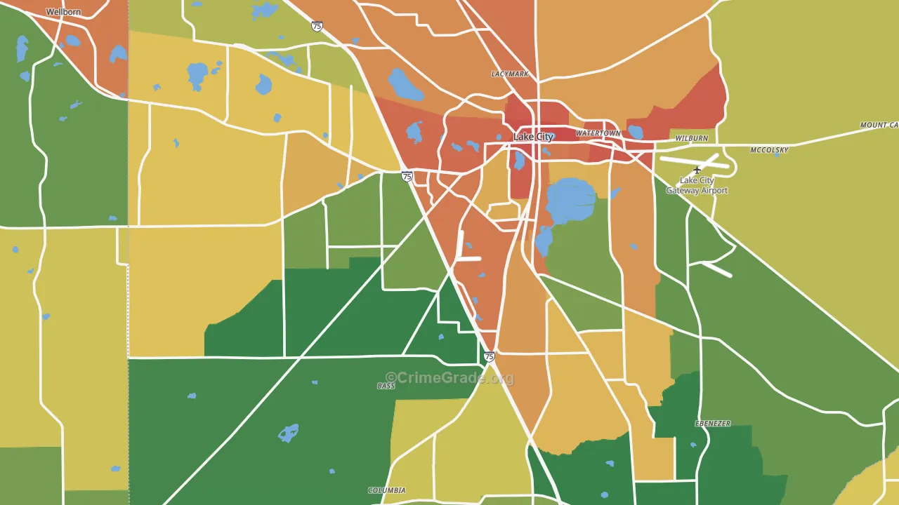 Lake City, FL Map of Assault Rates