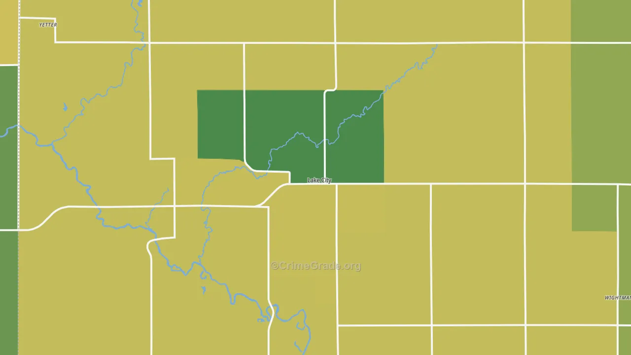 Lake City, IA Map of Assault Rates