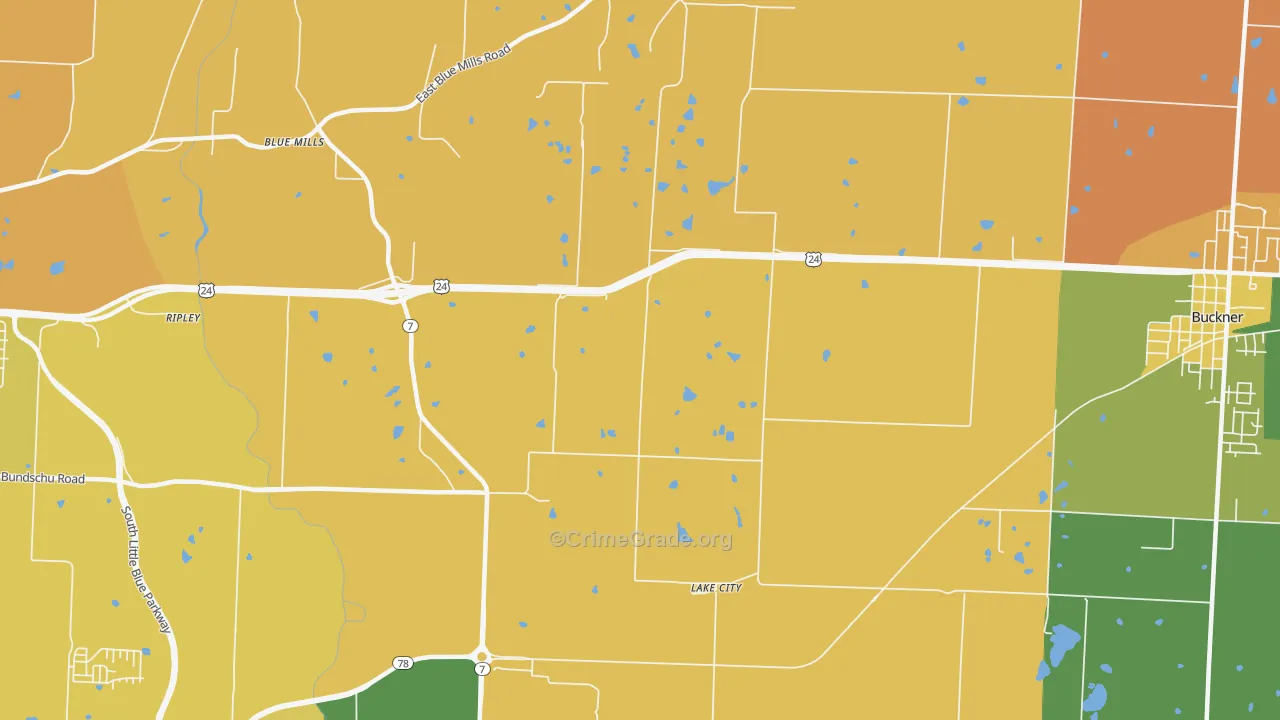 Lake City, MO Map of Assault Rates