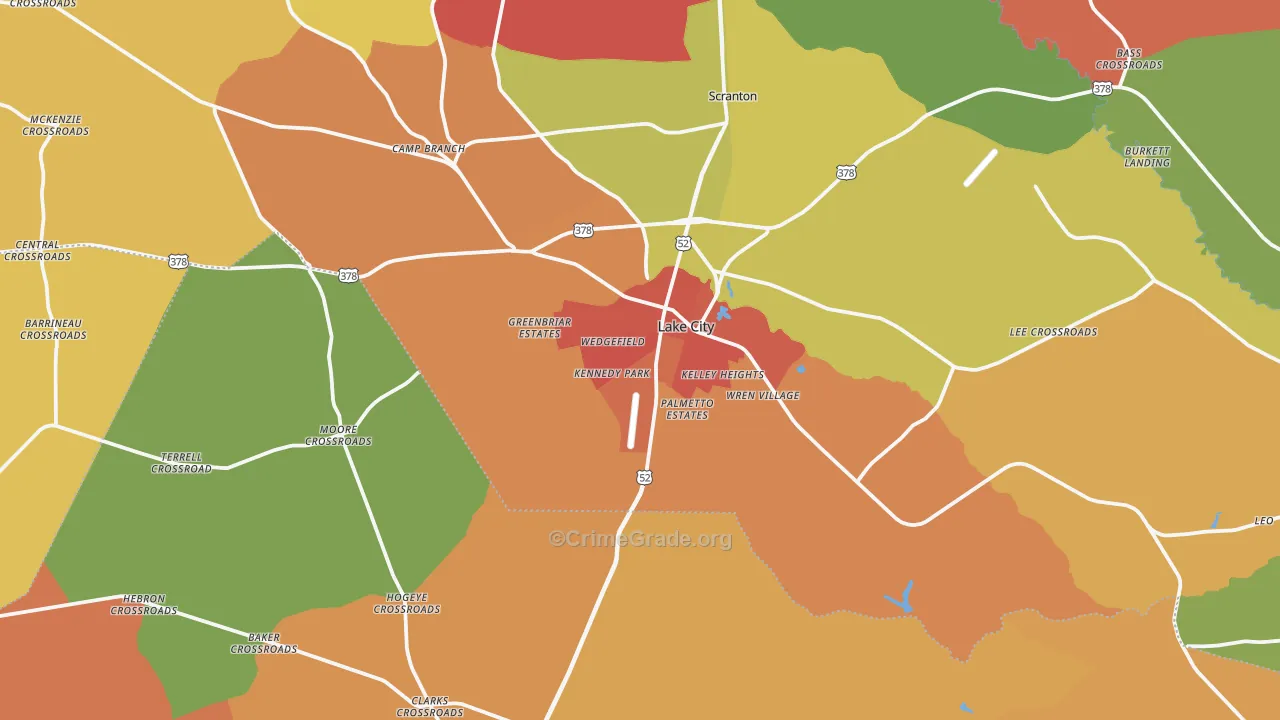 Lake City, SC Map of Assault Rates
