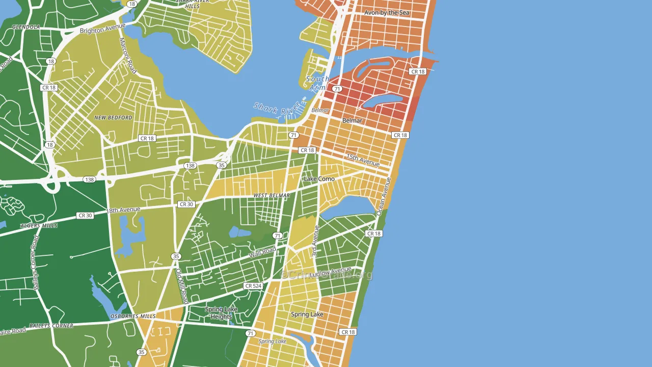 Lake Como, NJ Map of Assault Rates