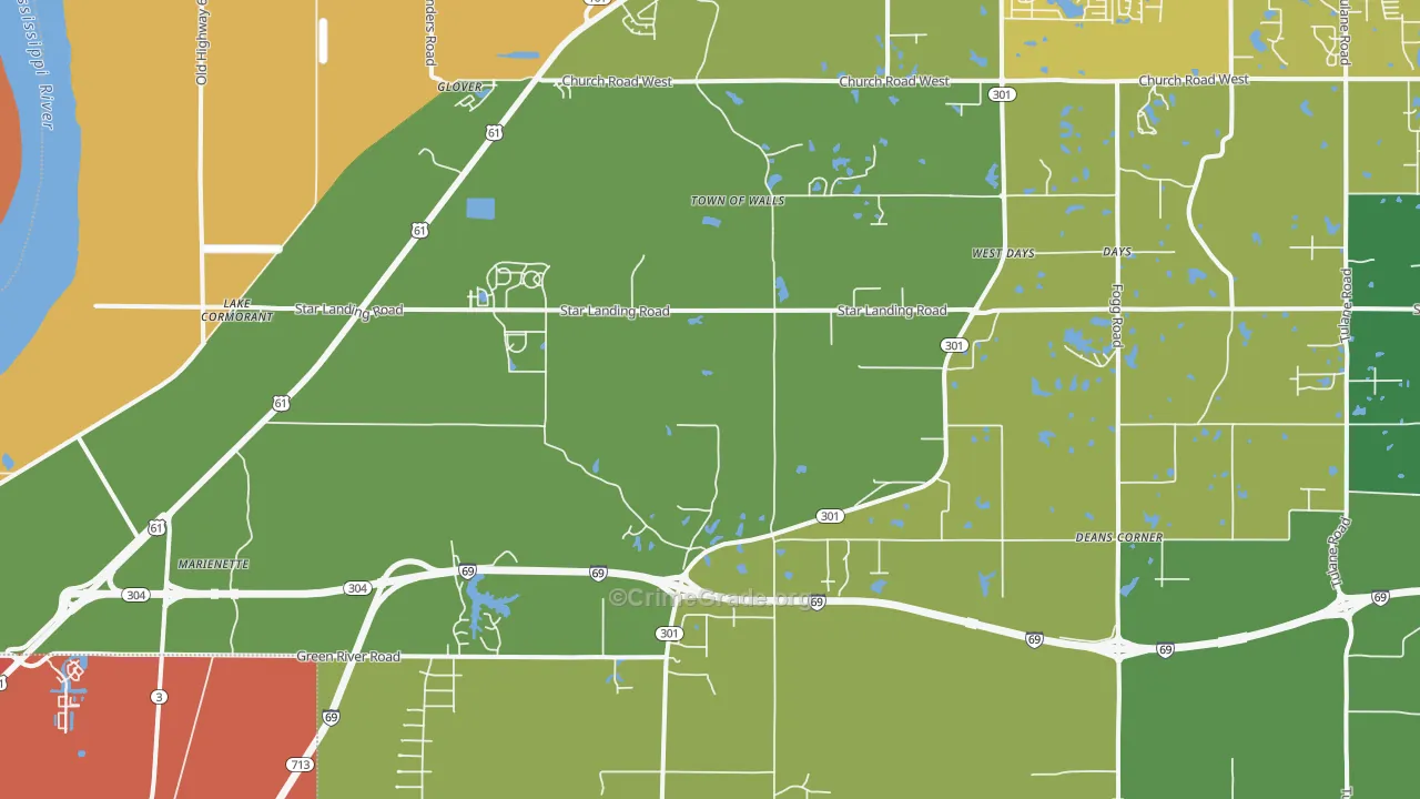 Lake Cormorant, MS Map of Assault Rates