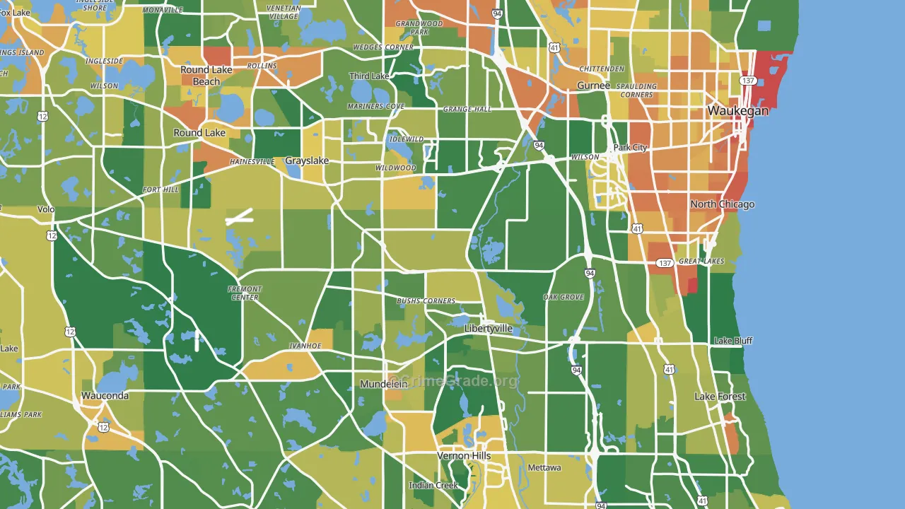 Lake County, IL Map of Assault Rates