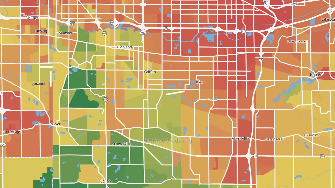 Lake County, IN Map of Assault Rates