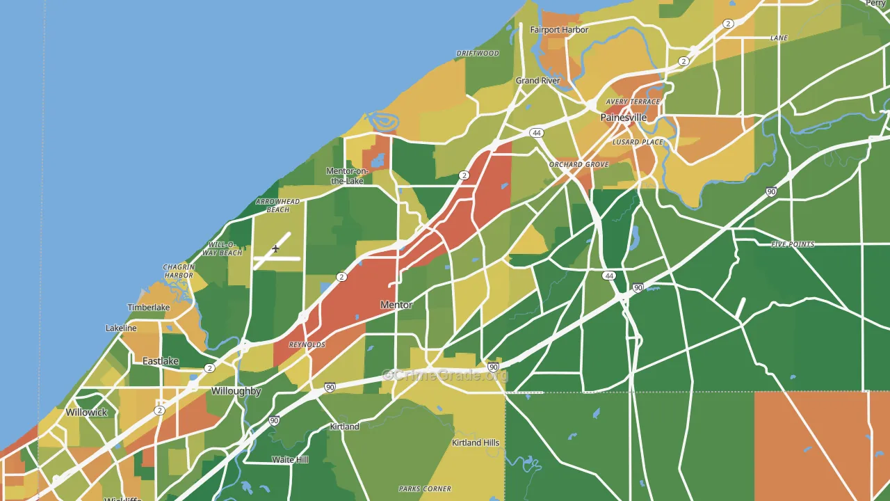 Lake County, OH Map of Assault Rates