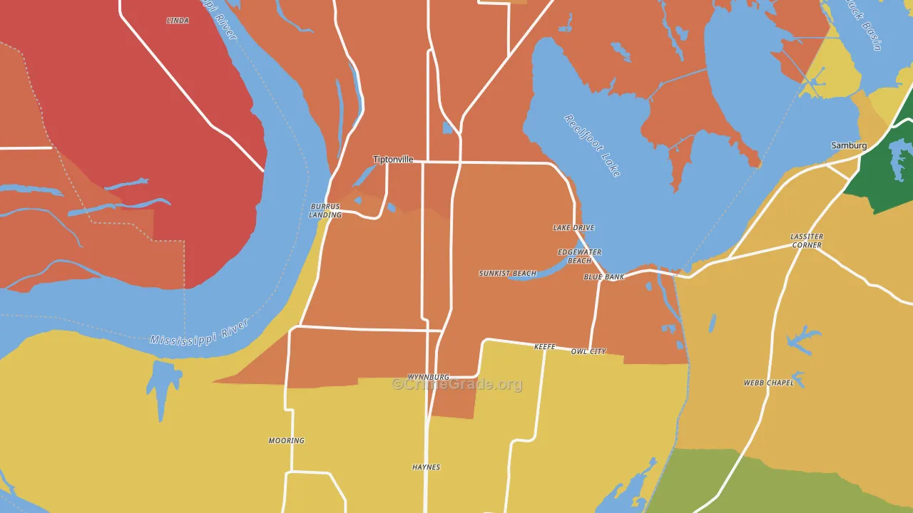 Lake County, TN Map of Assault Rates